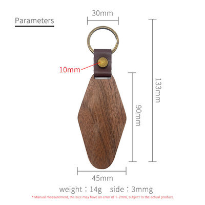 Подгонянная цепь 14g косоугольника деревянная ключевая персонализировала выгравированный грецкий орех Watel