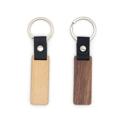 Ориентированная на заказчика кожаная деревянная гравировка Keychains - древесина бука грецкого ореха
